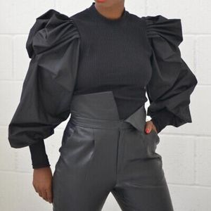 Black puff sleeves top